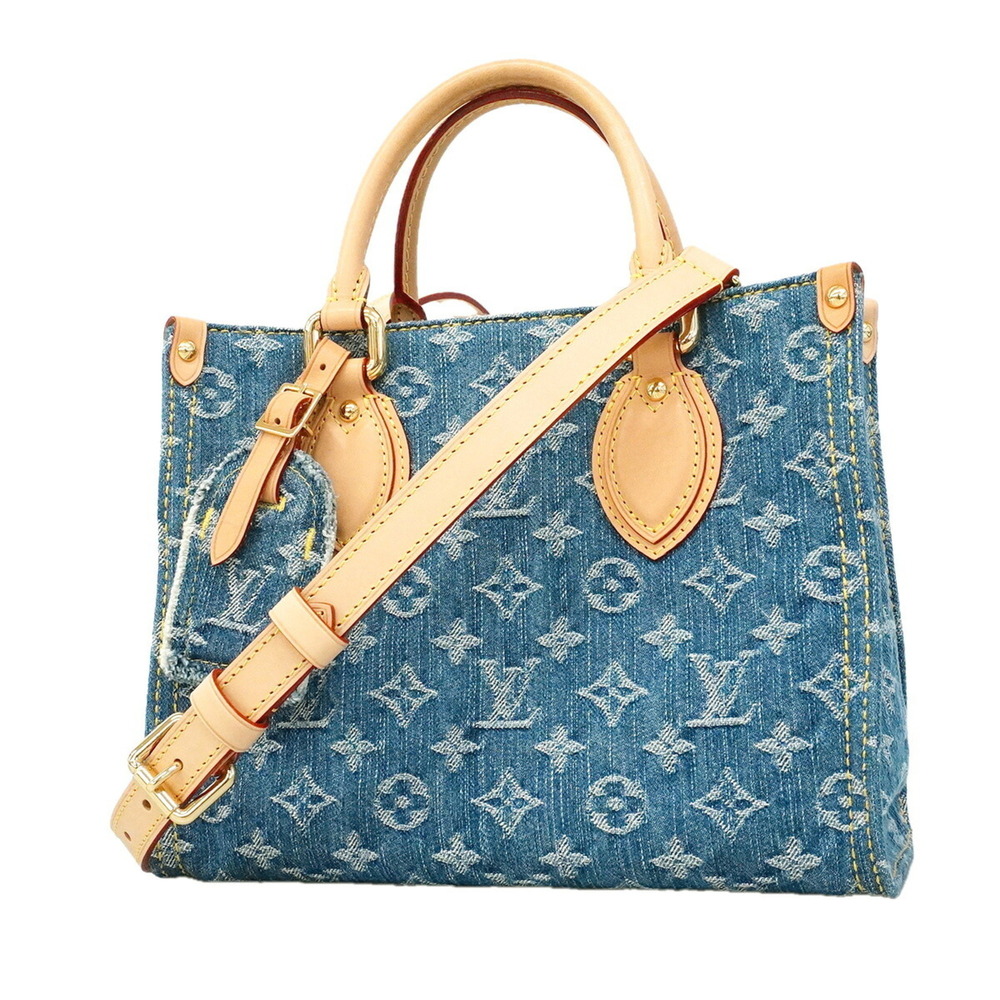 Louis Vuitton Monogram Denim OnTheGo PM Handbag M14633 Blue 2-way bag for women